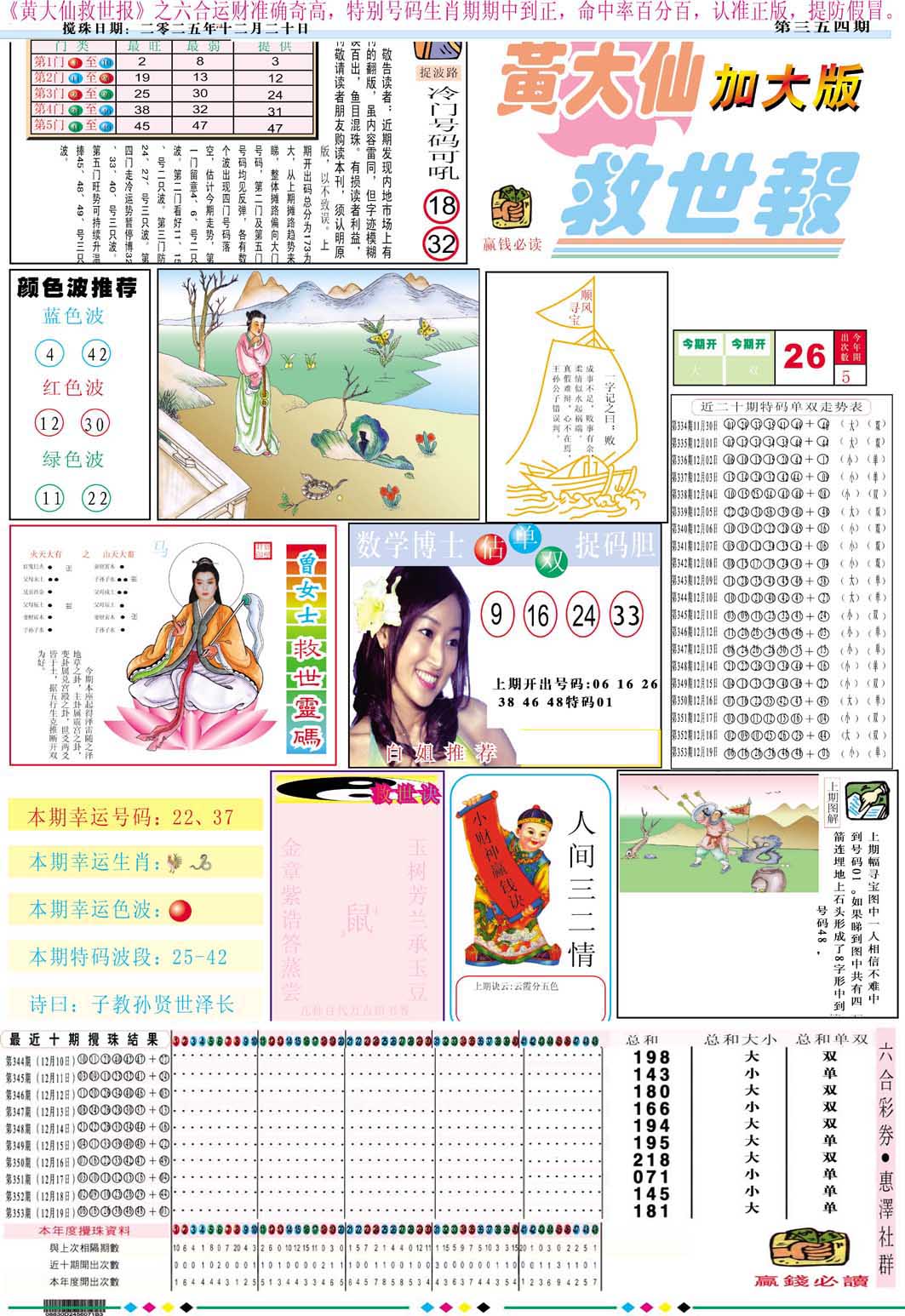 354期黄大仙救世A加大版[图]