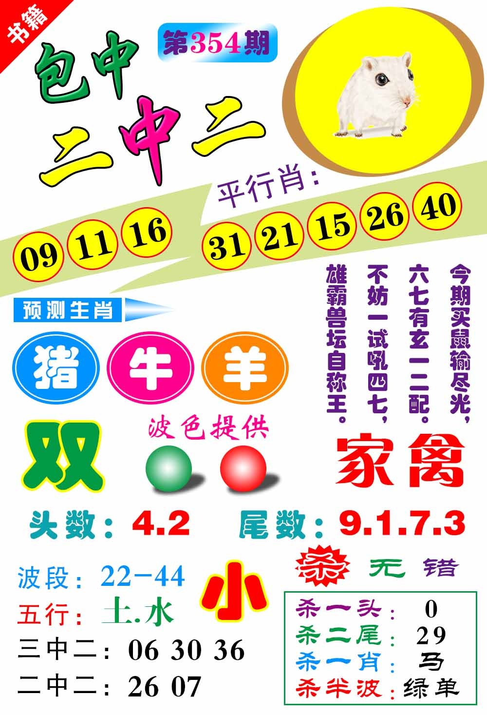 354期澳门预测生肖[图]