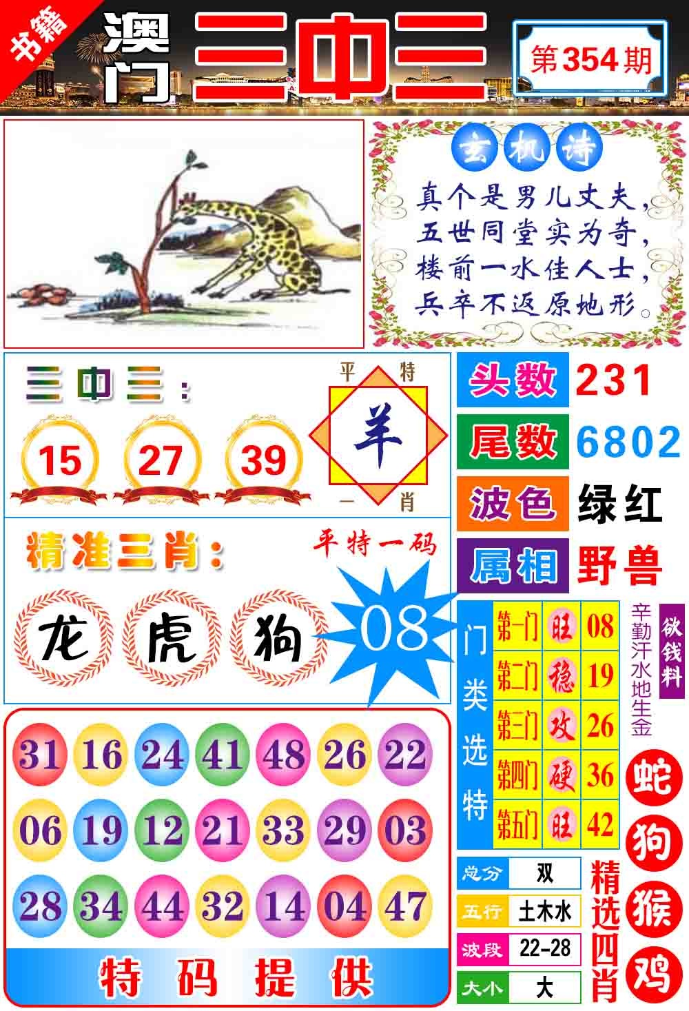 354期澳门宝典三中三[图]