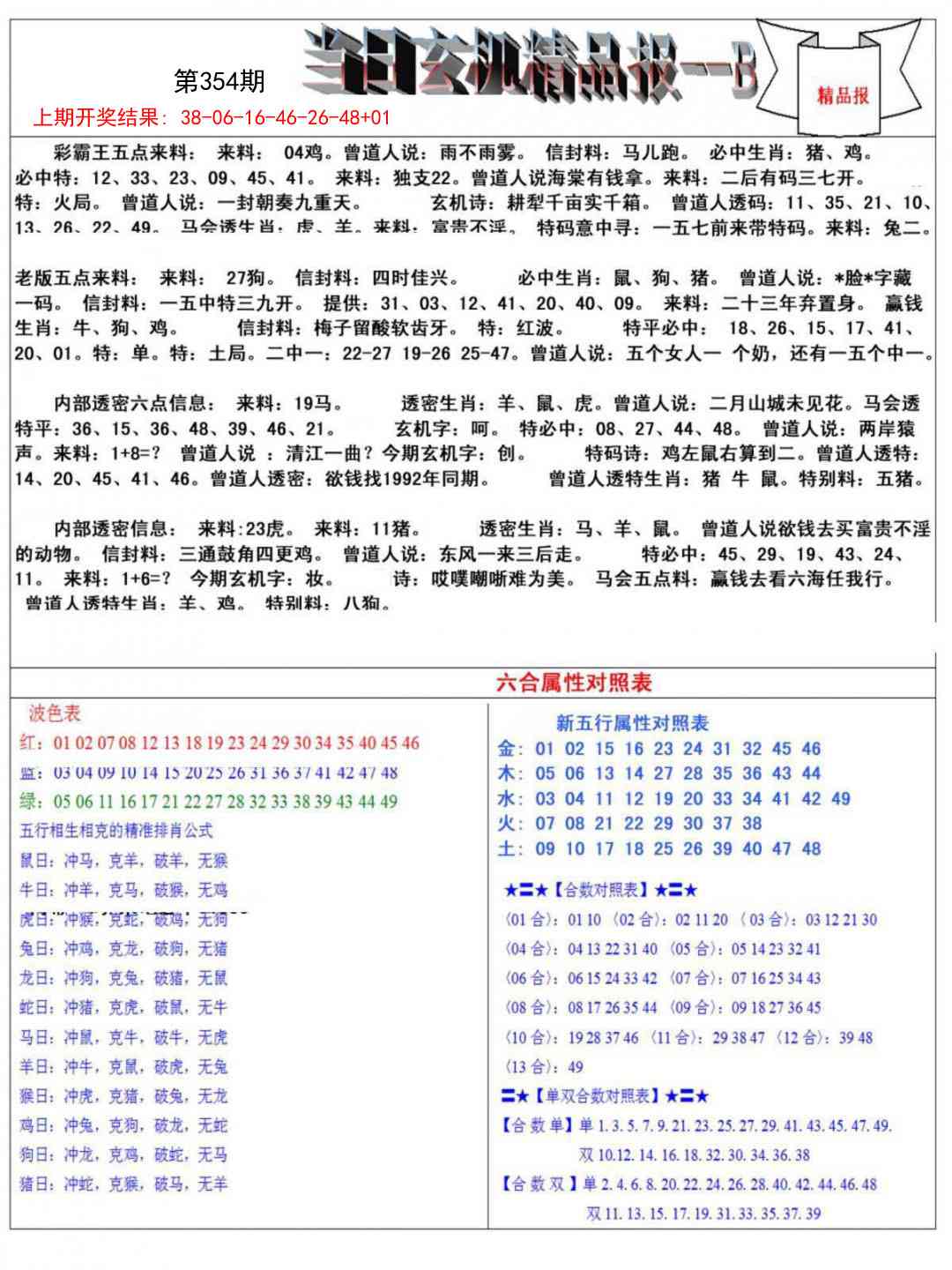 354期当日玄机精品报B[图]