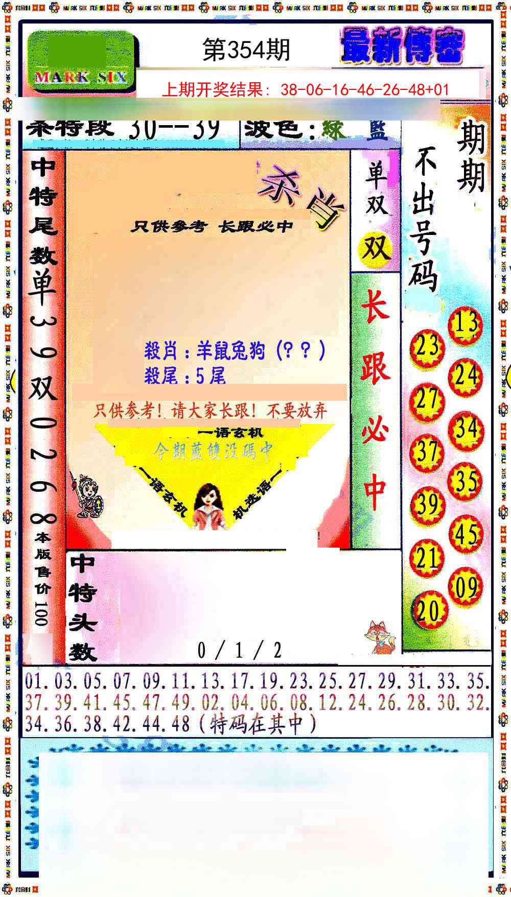 354期最新传密绝杀6肖[图]