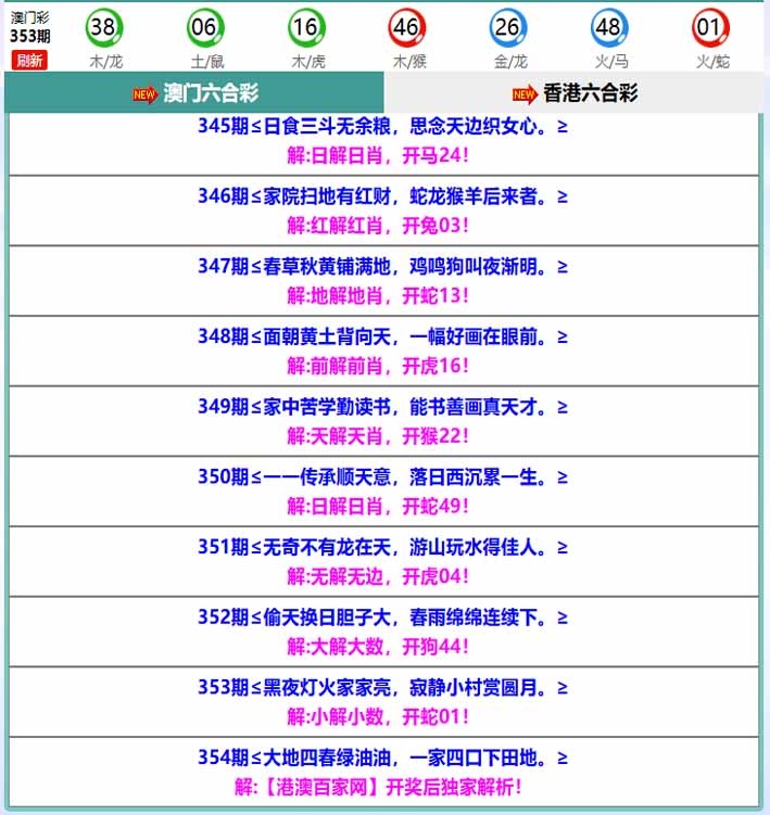 354期百家网玄机[图]